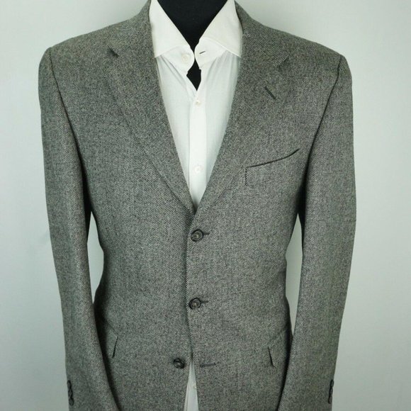 Hickey Freeman H.F. LTD Gray Black Woven Wool coat